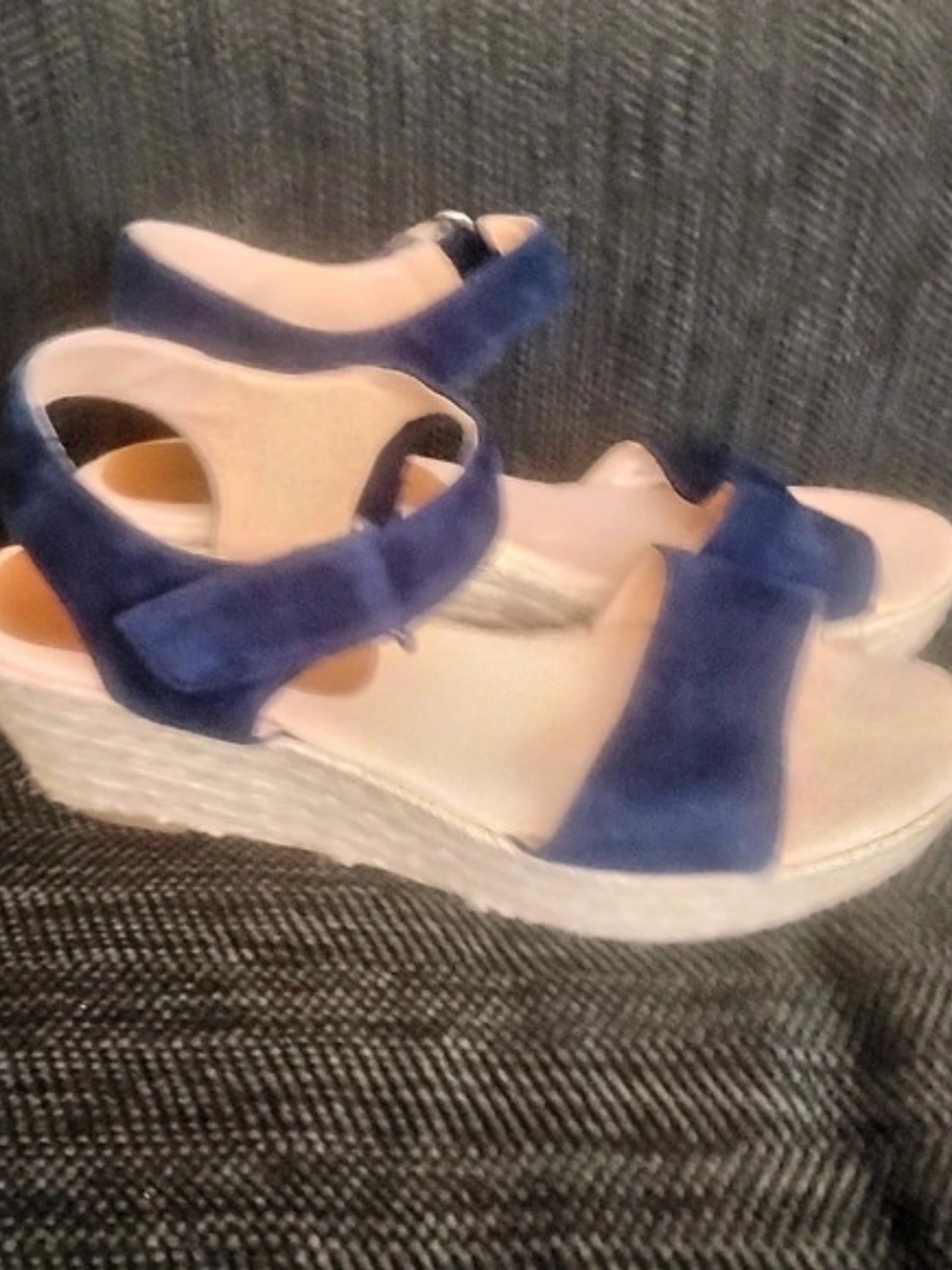Patricia Green Wedge Sandals in Blue & Beige EU 38
